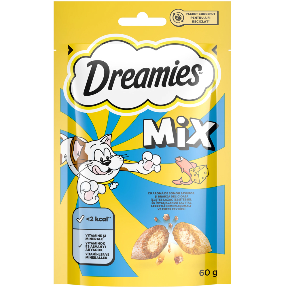 Recompense pentru pisici DREAMIES, Branza si somon, 60 g