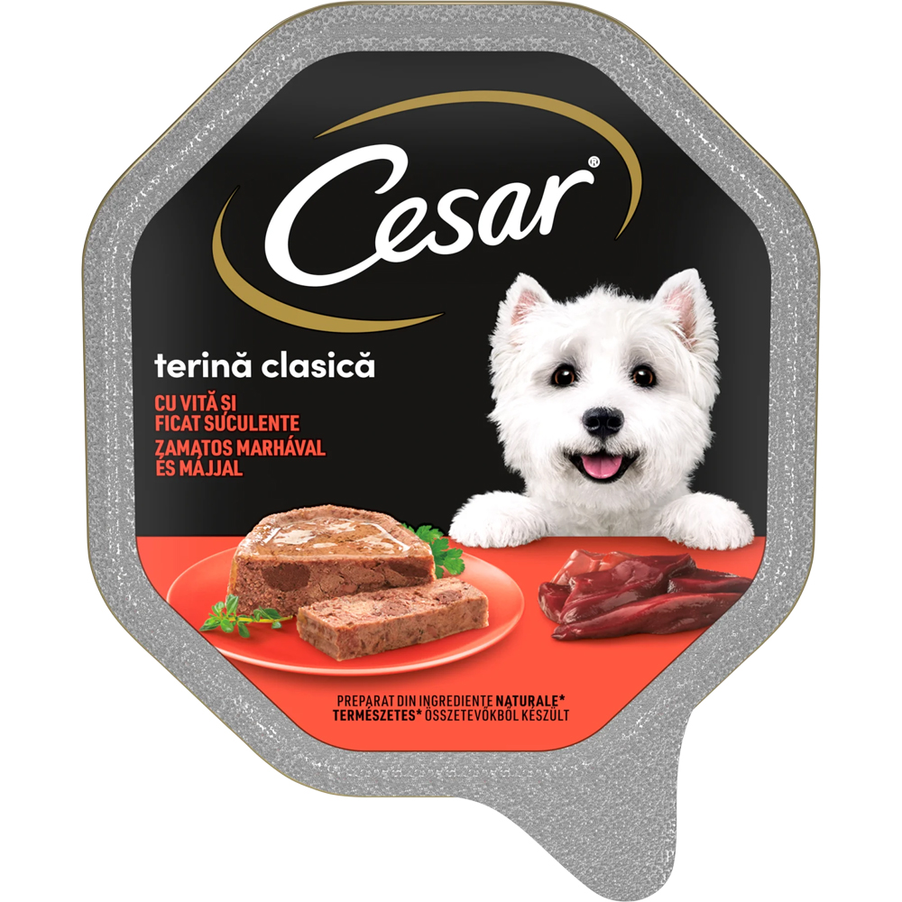 Hrana umeda pentru caini CESAR, Adult, Vita si ficat, 150 g