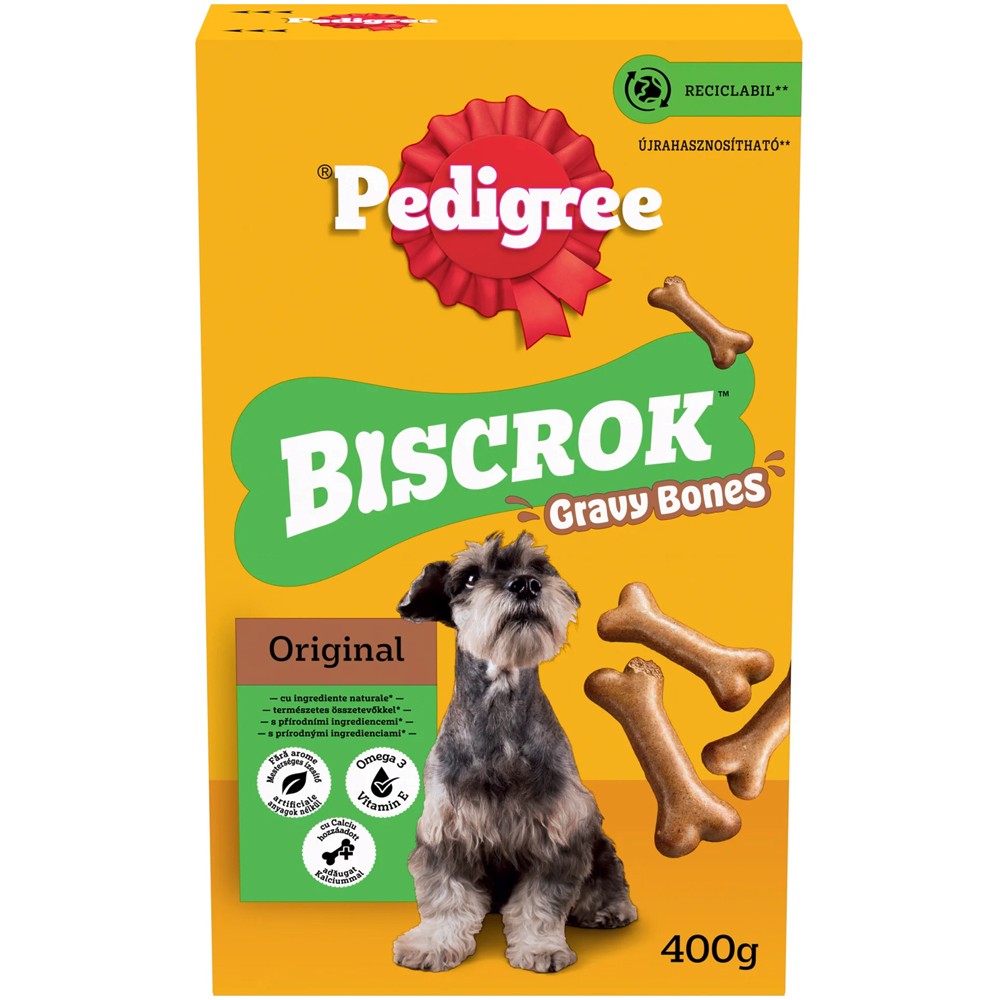 Recompensa pentru caini PEDIGREE Biscrok Gravy Bones, 400 g