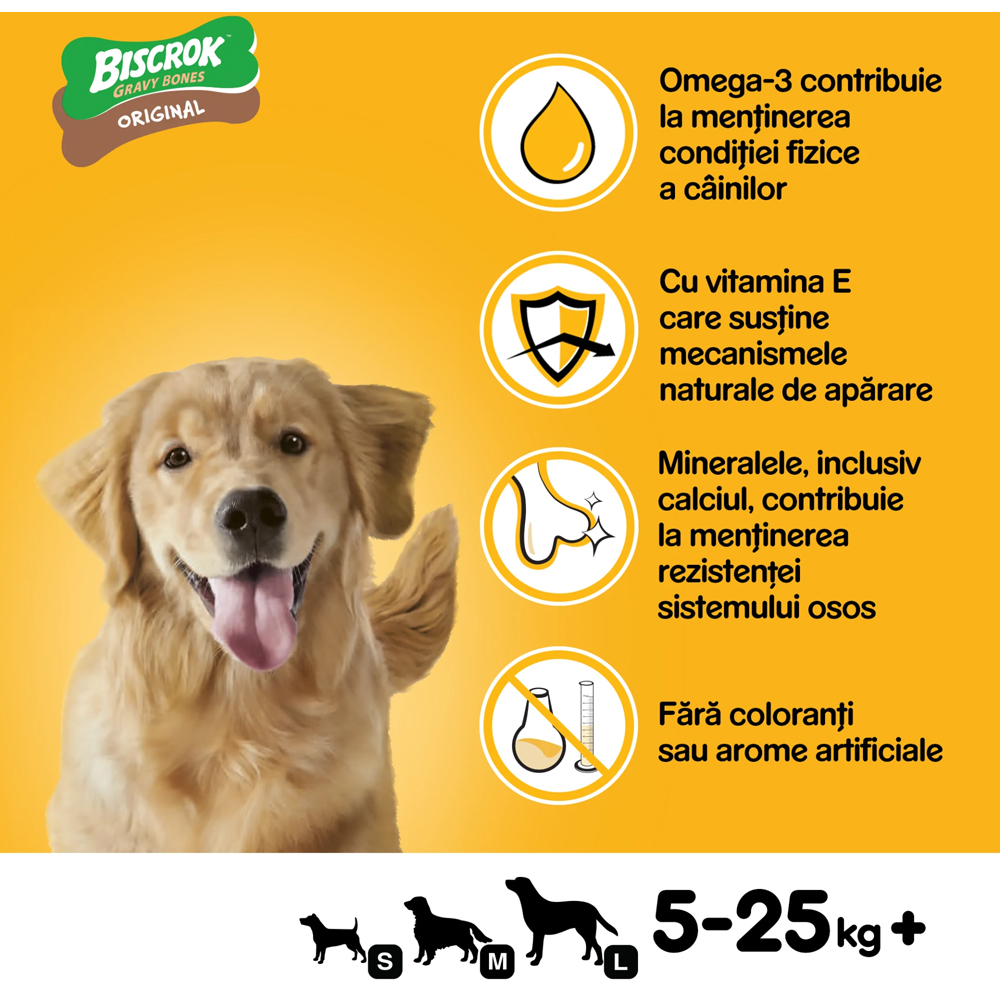 Recompensa pentru caini PEDIGREE Biscrok Gravy Bones, 400 g