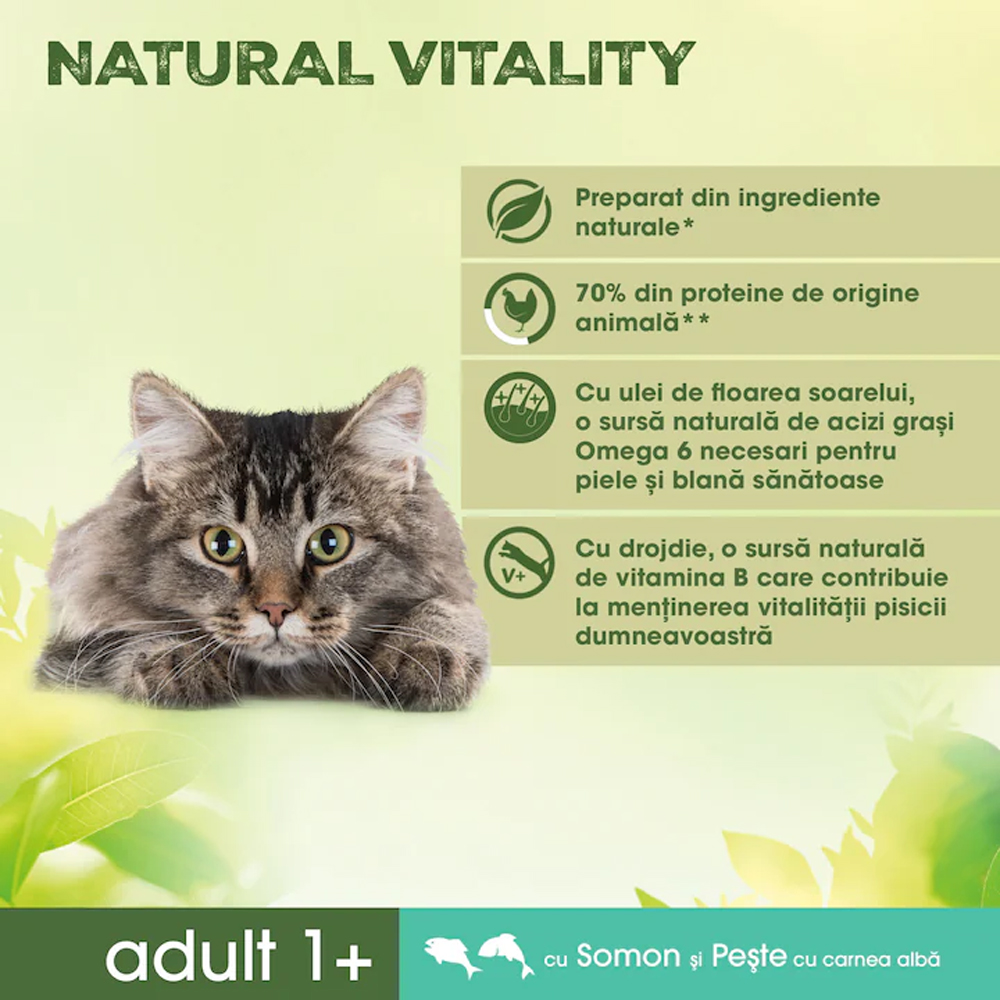Hrana umeda pentru pisici PERFECT FIT Natural Vitality, Adult, Somon si peste, 650 g