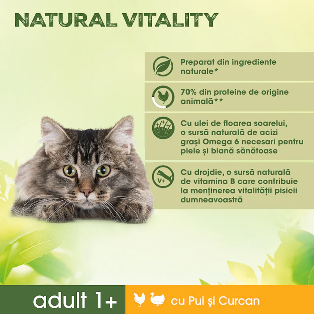 Hrana umeda pentru pisici PERFECT FIT Natural Vitality, Adult, Pui si curcan, 650 g