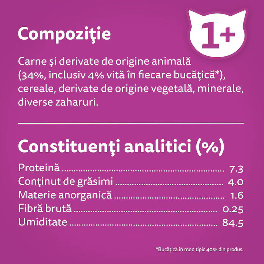 Hrana umeda pentru pisici WHISKAS, Adult, Vita in sos, 85 g