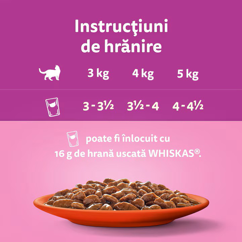 Hrana umeda pentru pisici WHISKAS, Adult, Vita in sos, 85 g