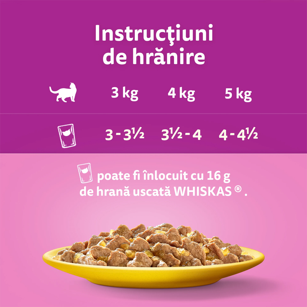 Hrana umeda pentru pisici WHISKAS, Adult, Pui in aspic, 85 g