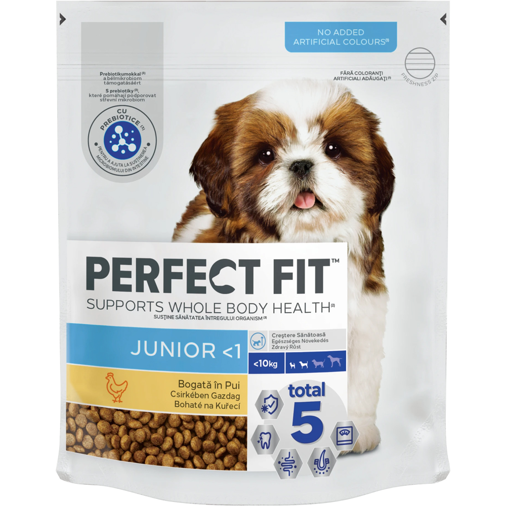 Hrana uscata pentru caini PERFECT FIT, Junior, Pui, 825 g