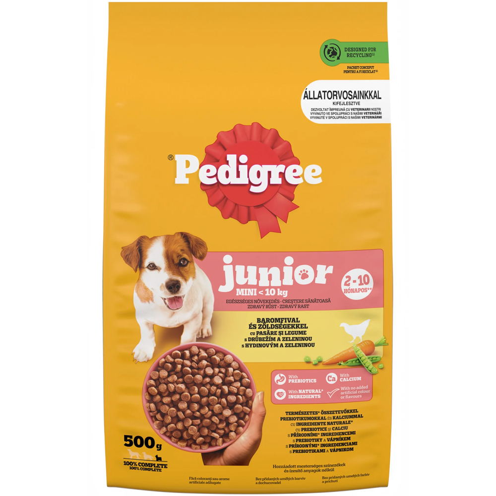 Hrana uscata pentru caini PEDIGREE, Junior, Pasare si Legume, 500 g