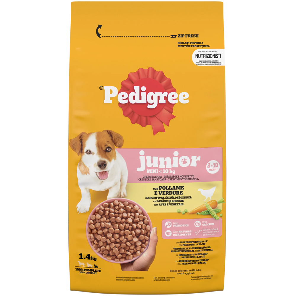 Hrana uscata pentru caini PEDIGREE, Junior, Pasare si Legume, 1.4 kg