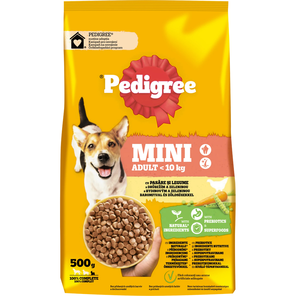 Hrana uscata pentru caini PEDIGREE, Adult, Pasare si Legume, 500 g