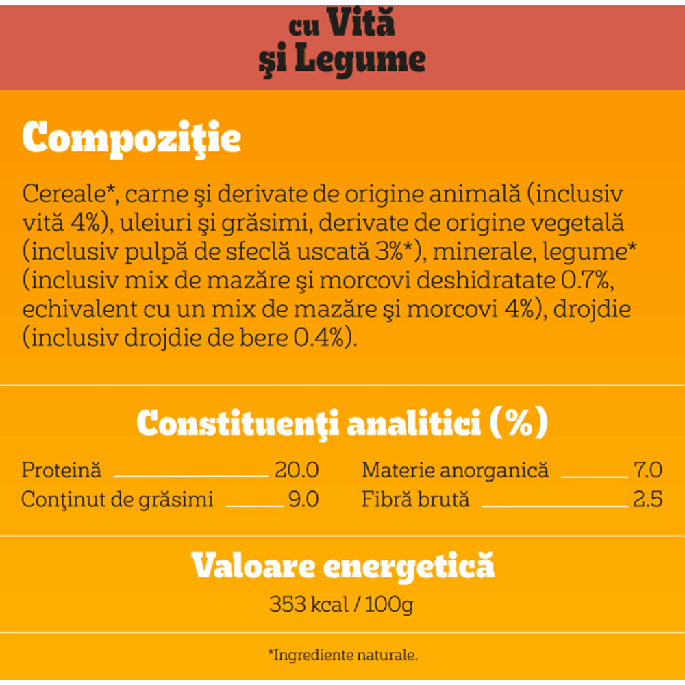 Hrana uscata pentru caini PEDIGREE, Adult, Vita si Legume, 500 g