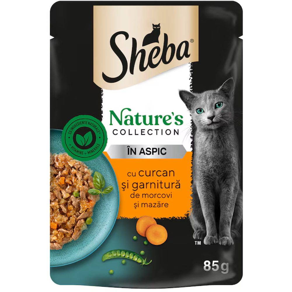 Hrana umeda pentru pisici SHEBA Nature's Collection, Adult, Curcan si legume, 85 g