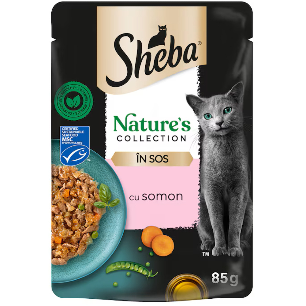 Hrana umeda pentru pisici SHEBA Nature's Collection, Adult, Somon, 85 g