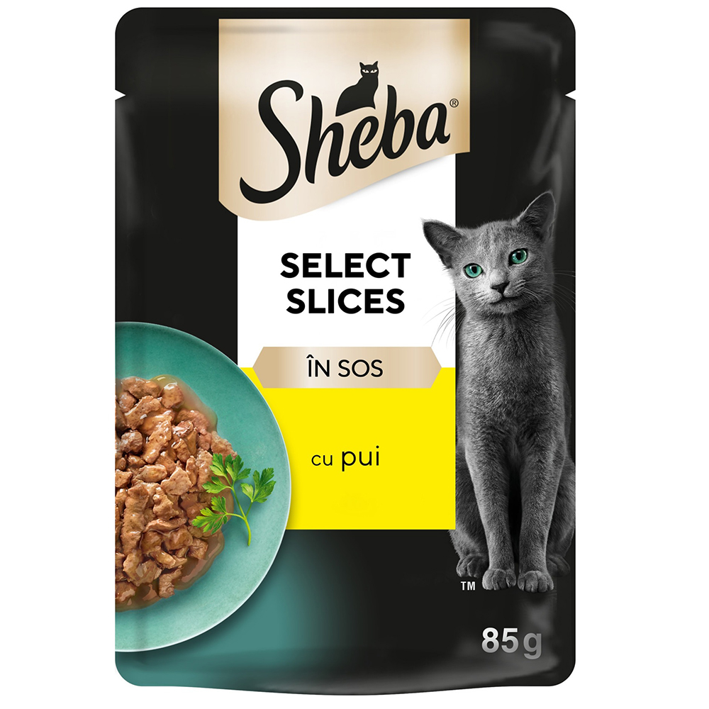 Hrana umeda pentru pisici SHEBA Select Slices, Adult, Pui in sos, 85 g