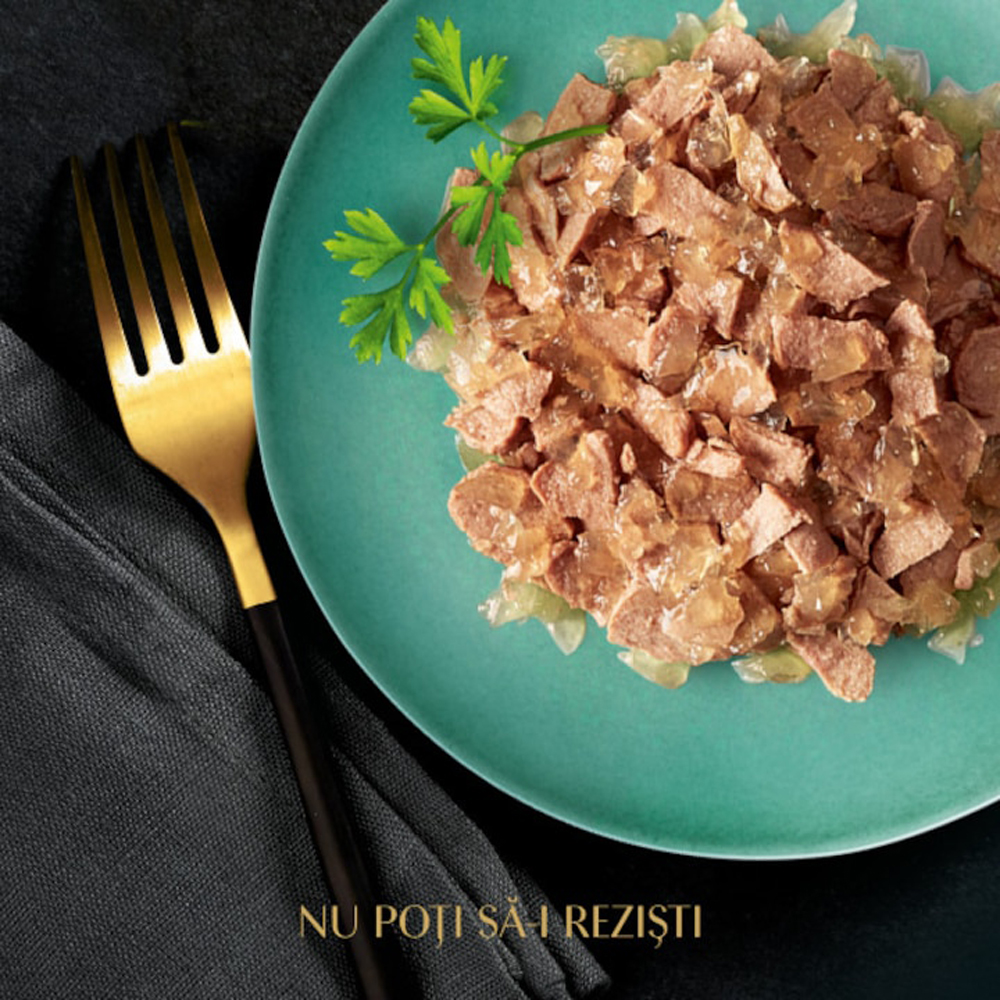 Hrana umeda pentru pisici SHEBA Delikatesse, Adult, Pasare in aspic, 4 x 85 g