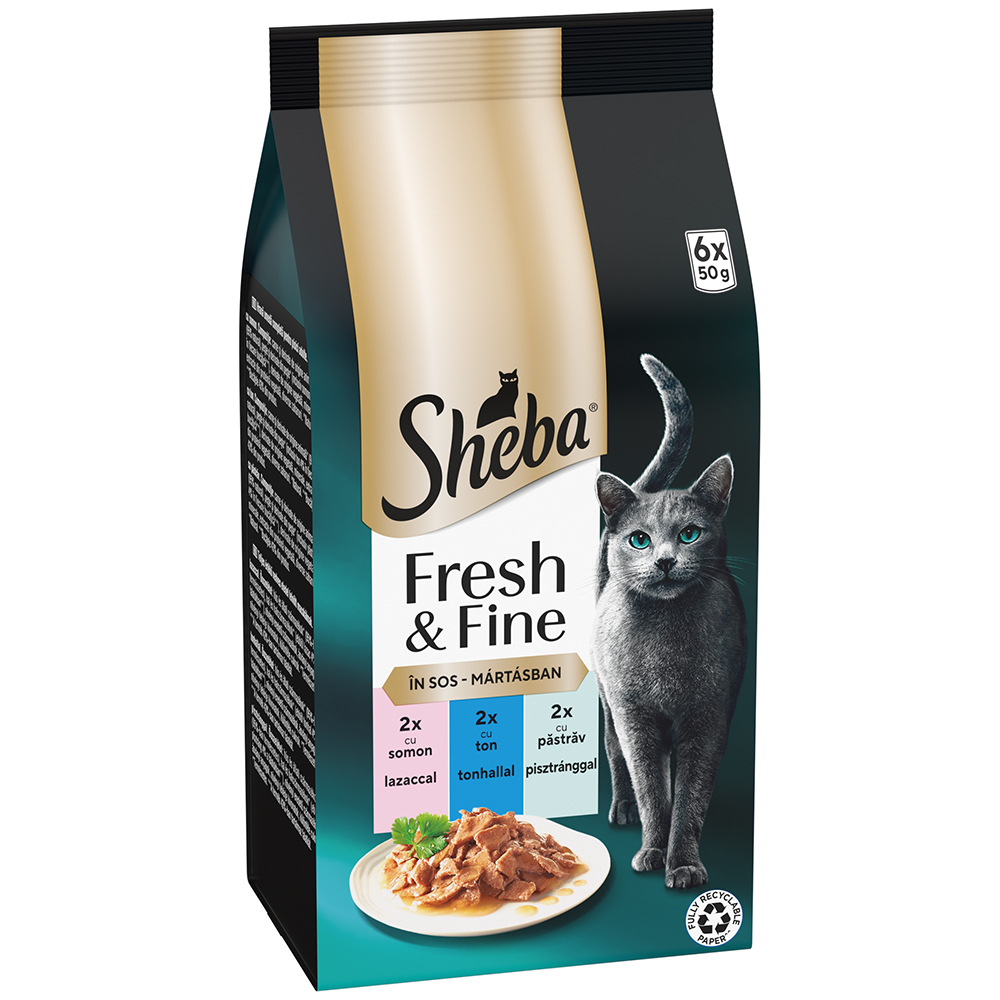 Hrana umeda pentru pisici SHEBA Fresh&Fine, Adult, Peste in sos, 6 x 50 g