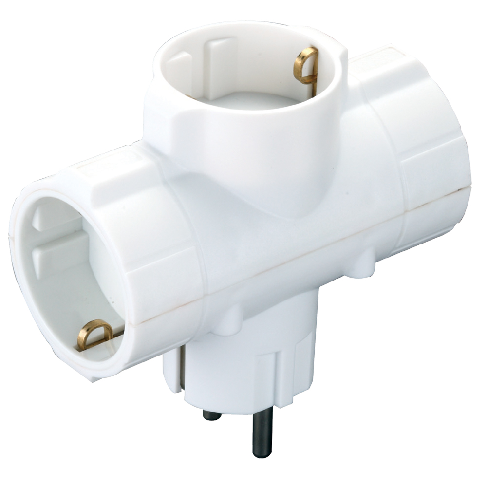 Adaptor priza BACHMANN 349.202, 3 prize Schuko, alb
