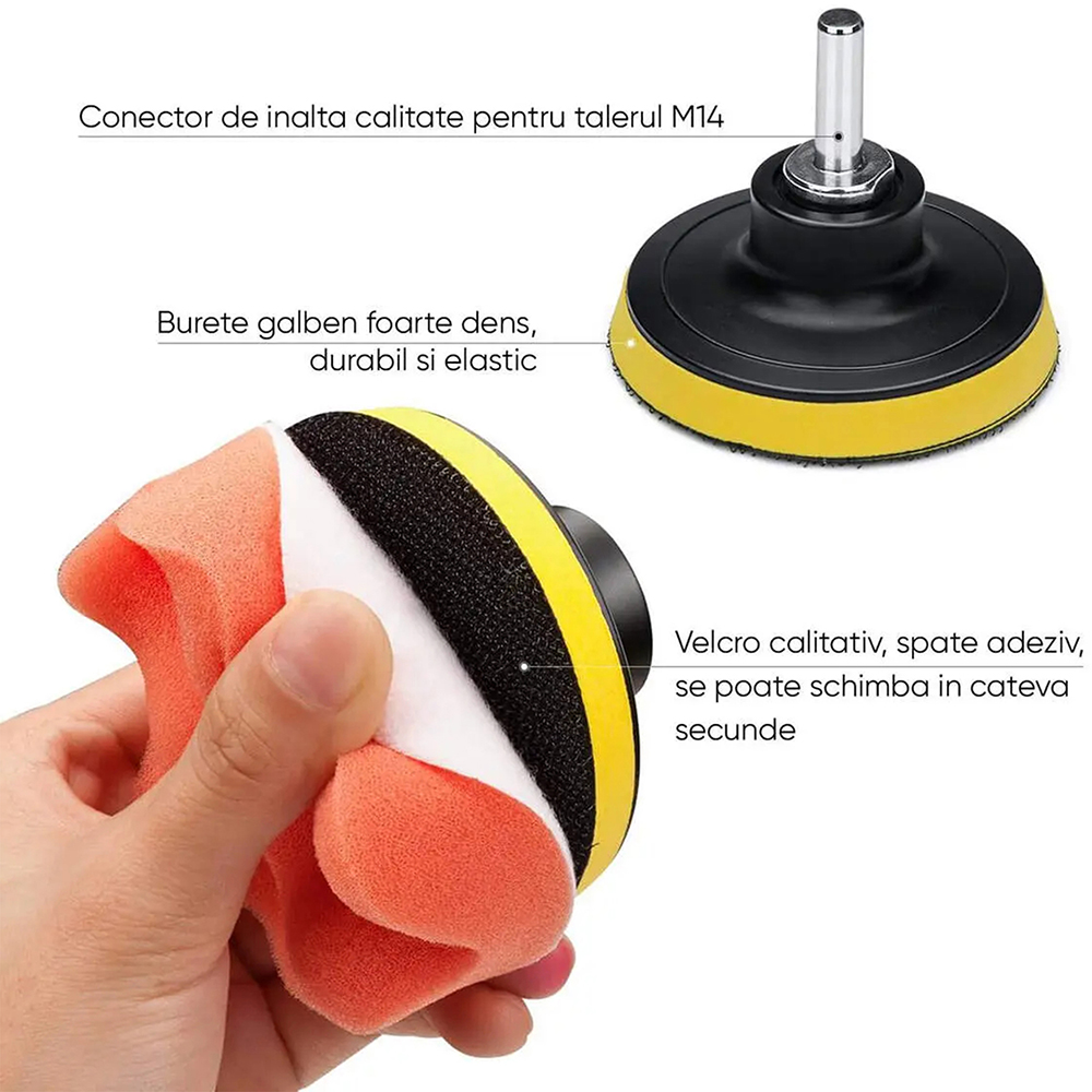 Set polish auto ROLL FAST 10160R, taler 8cm, 22 piese