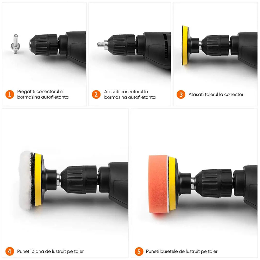Set polish auto ROLL FAST 10160R, taler 8cm, 22 piese