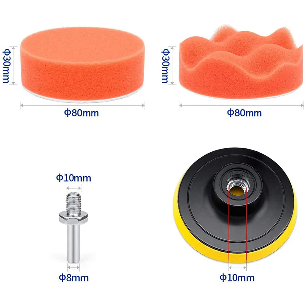 Set polish auto ROLL FAST 10160R, taler 8cm, 22 piese
