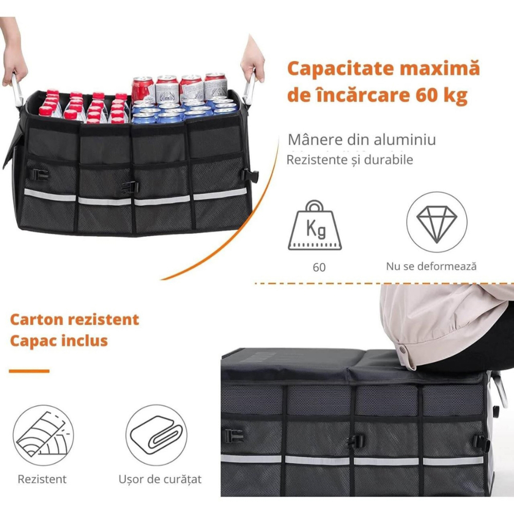 Organizator portbagaj ROLL FAST 10580R, 58 x 30 x 35cm, negru