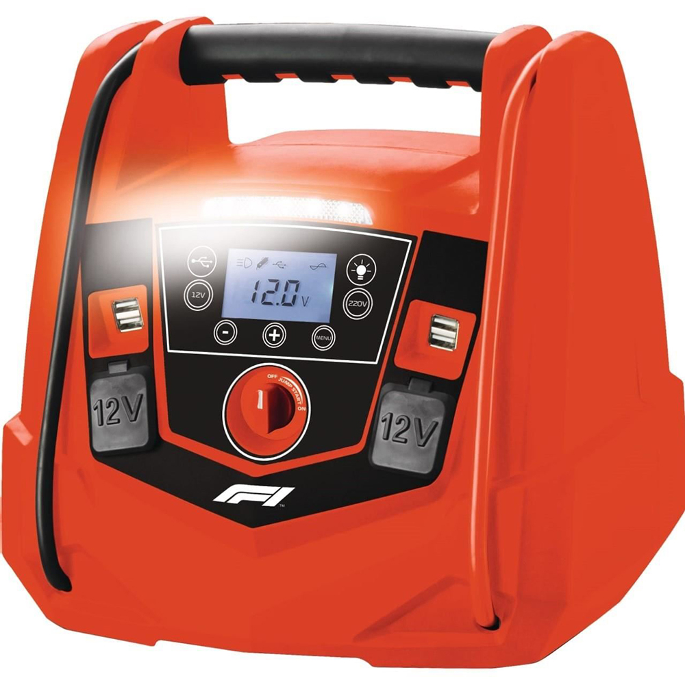 Robot pornire  4in1 FORMULA 1 Jumpstarter PJ125, 12V, 1250A, USB, compresor, lampa led, rosu