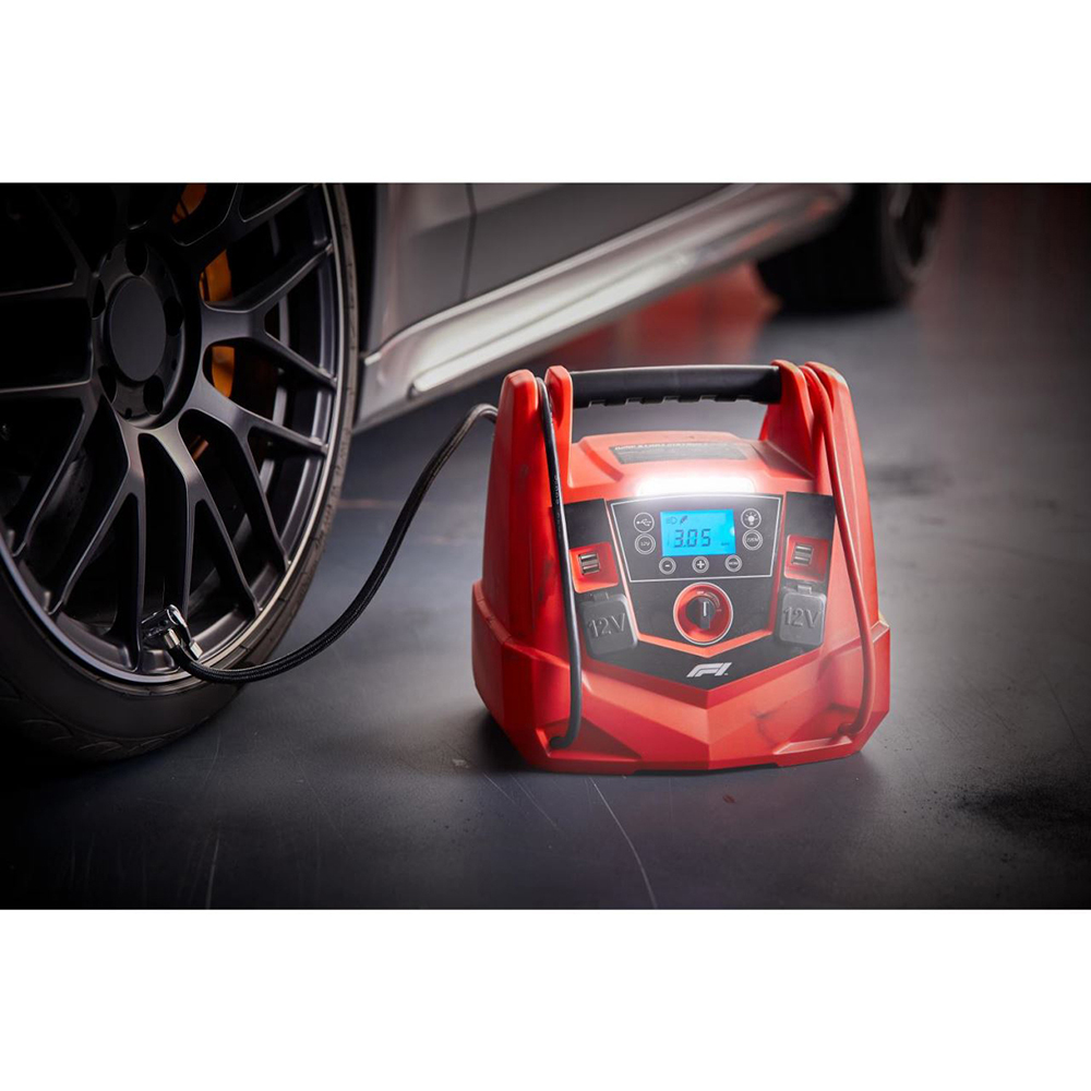 Robot pornire  4in1 FORMULA 1 Jumpstarter PJ125, 12V, 1250A, USB, compresor, lampa led, rosu