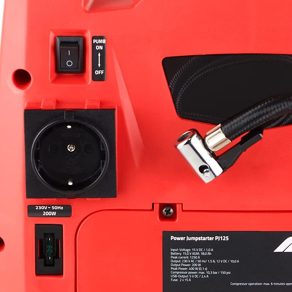Robot pornire  4in1 FORMULA 1 Jumpstarter PJ125, 12V, 1250A, USB, compresor, lampa led, rosu