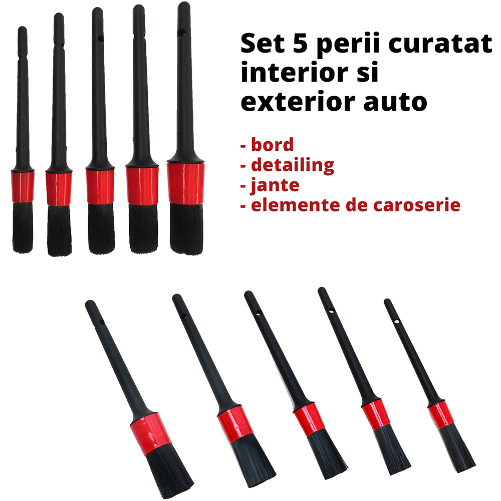 Set 5 pensule detailing ROLL FAST 12111R, diametre 35/30/27/24/22mm, rosu