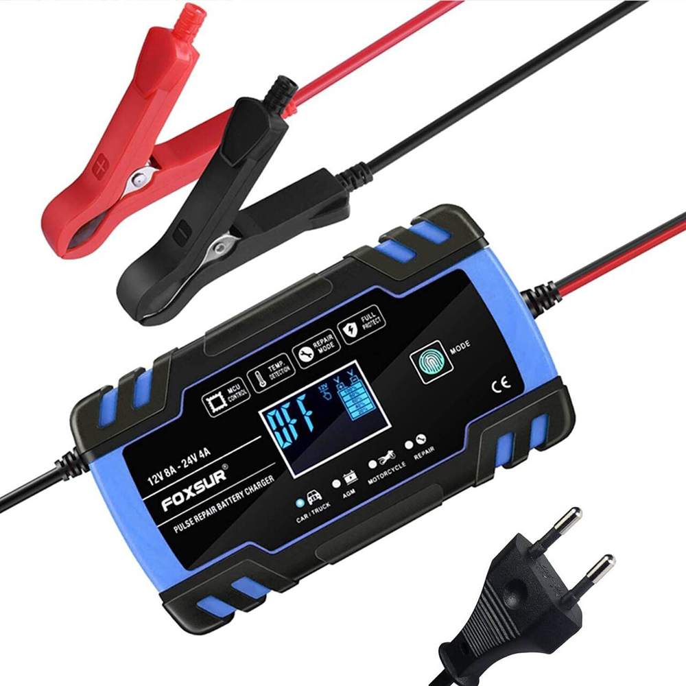 Redresor auto FOXSUR 12301R, 12V 8A 24V 4A, negru