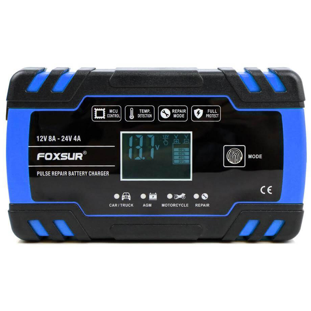 Redresor auto FOXSUR 12301R, 12V 8A 24V 4A, negru