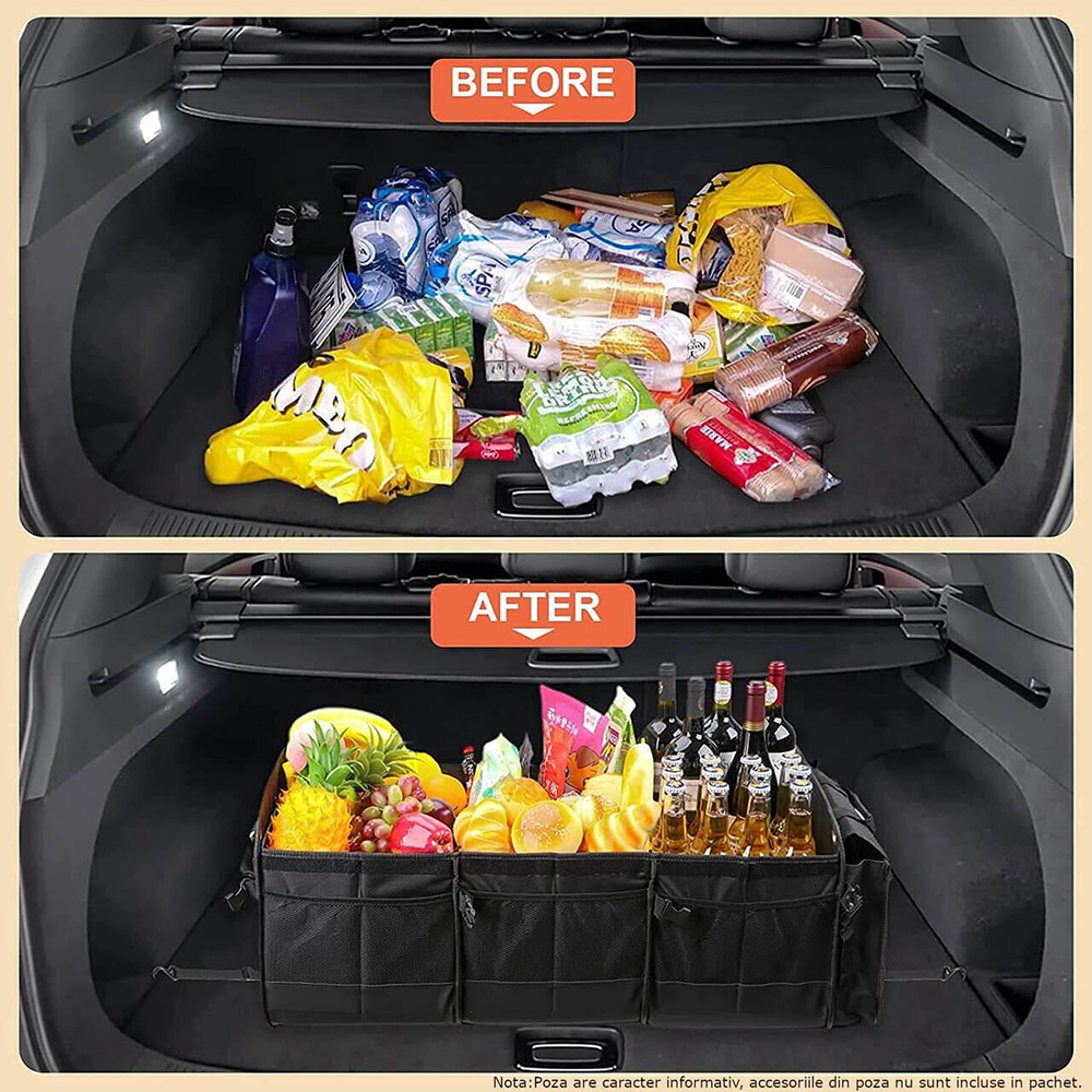 Organizator portbagaj ROLL FAST XXL, 76 x 37 x 32 cm. negru
