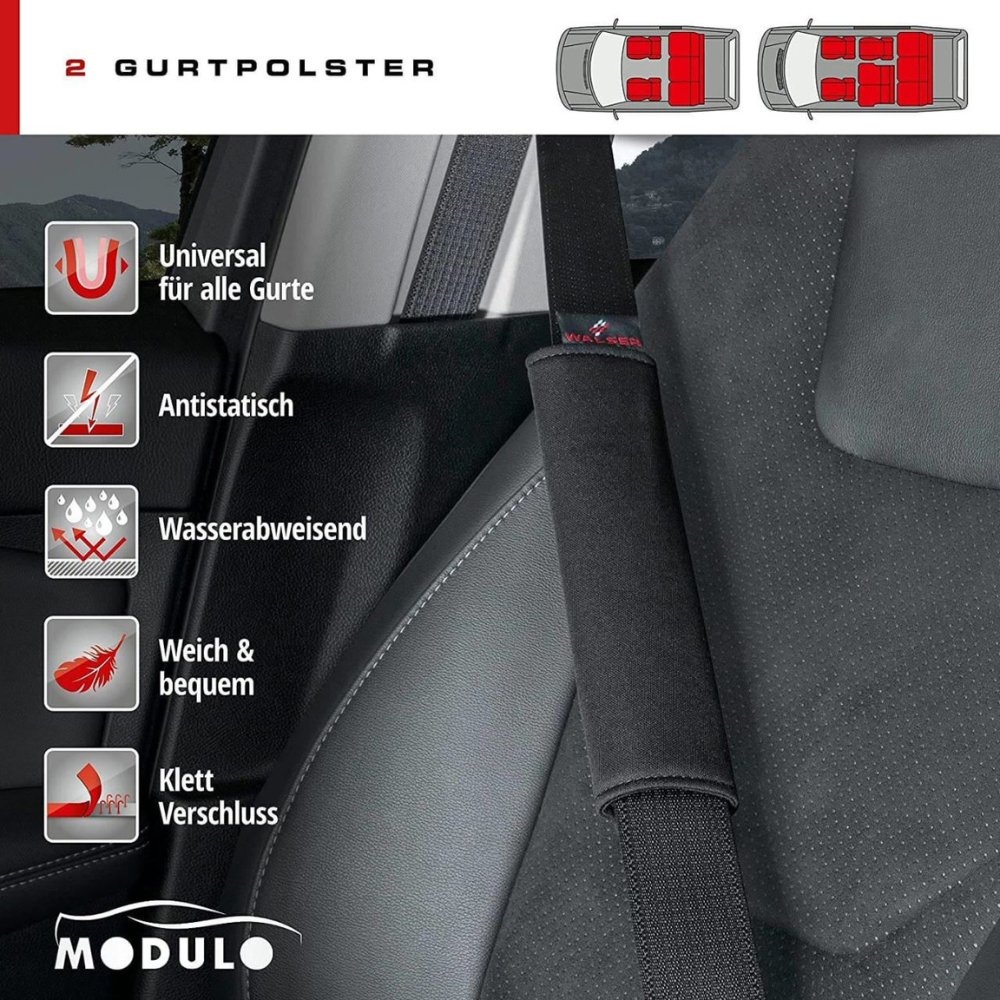 Set protectii centuri auto WALSER 13565, 2buc, negru