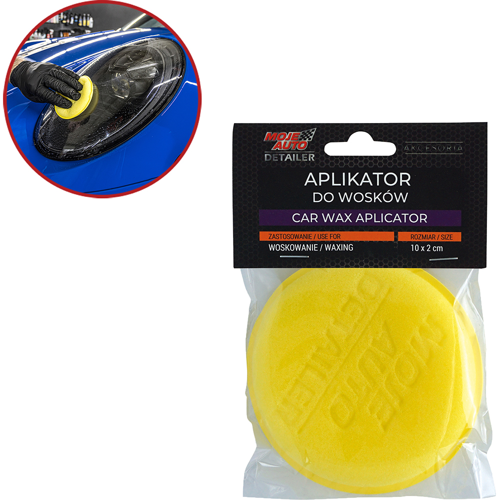 Burete aplicator MOJE AUTO Detailing, 10 x 2cm, galben