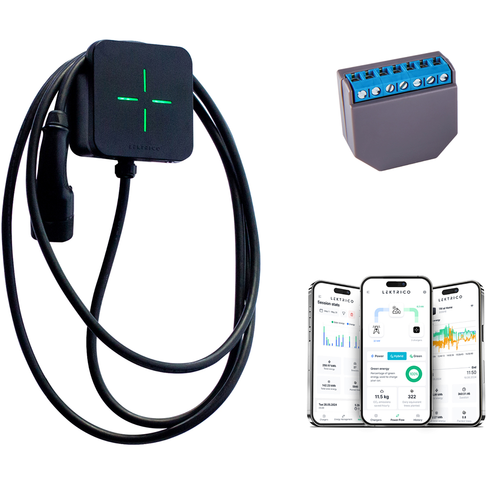 Statie incarcare masini electrice LEKTRI.CO One EM, monofazat 7.4kW, 32A, Type 2, cablu 5m, Wi-Fi, negru