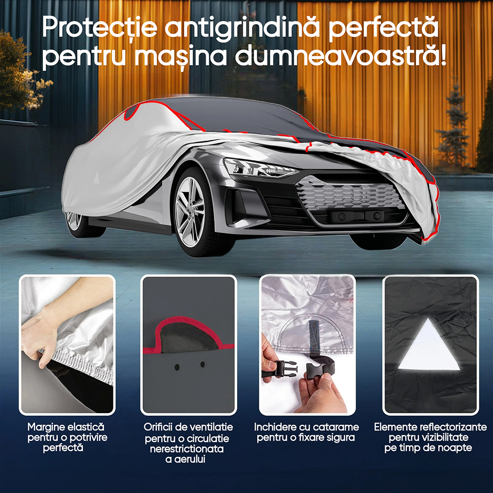 Prelata auto WALSER Premium Hybrid L, 475 x 162 x 117 cm, gri
