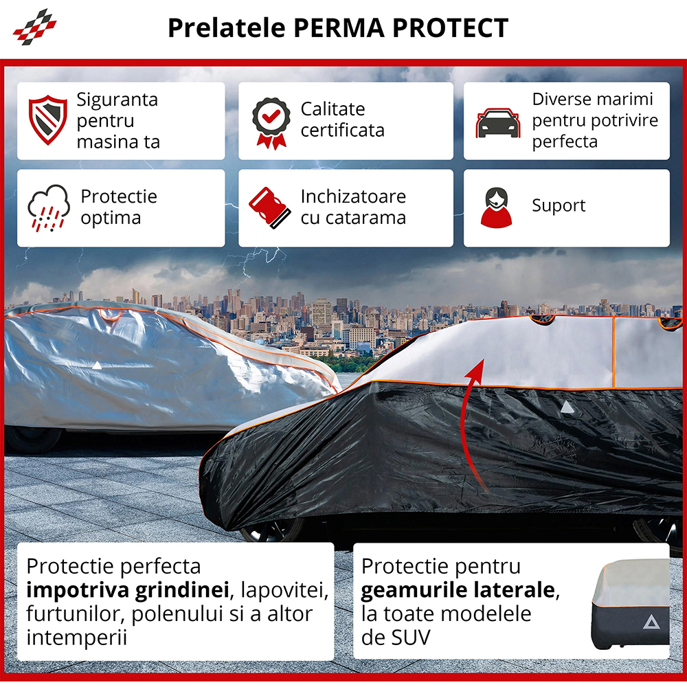 Prelata auto WALSER Perma Protect M, 425 x 162 x 117 cm, gri