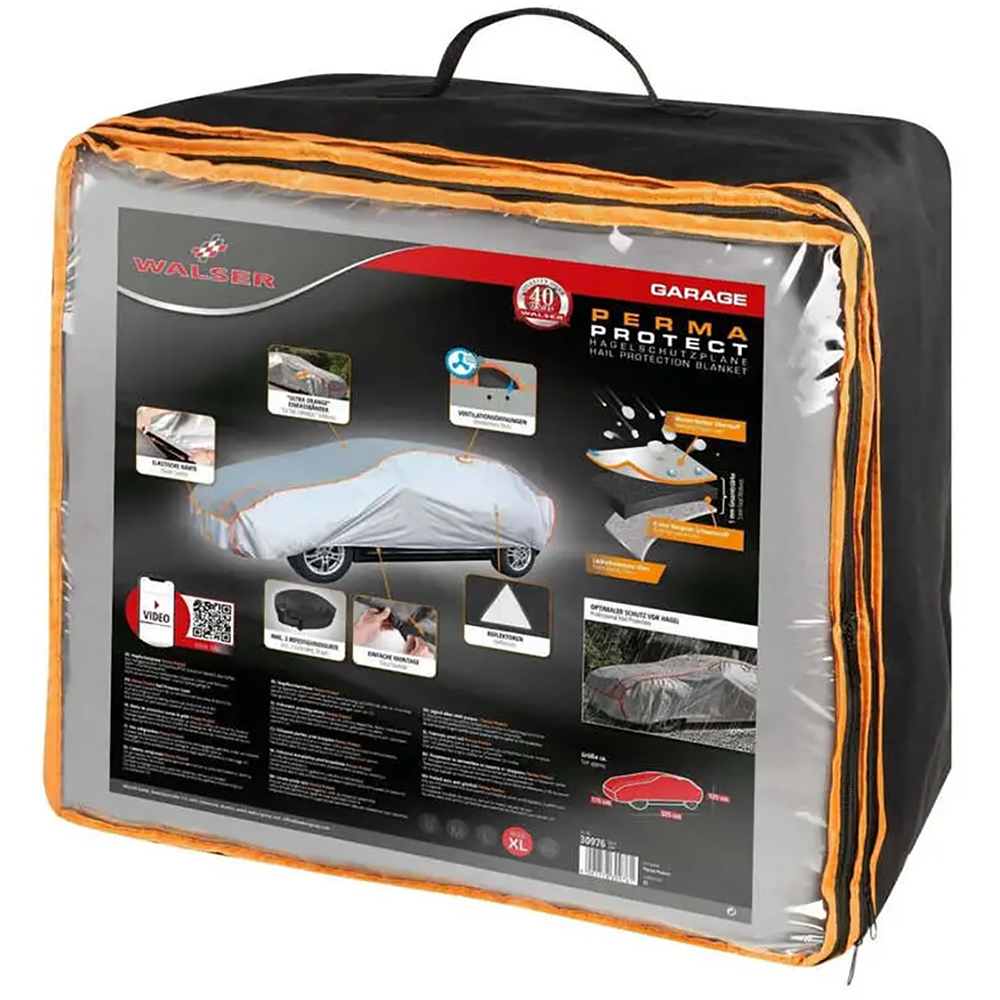 Prelata auto WALSER XL, 525 x 175 x 120 cm, antigrindina, argintiu-negru