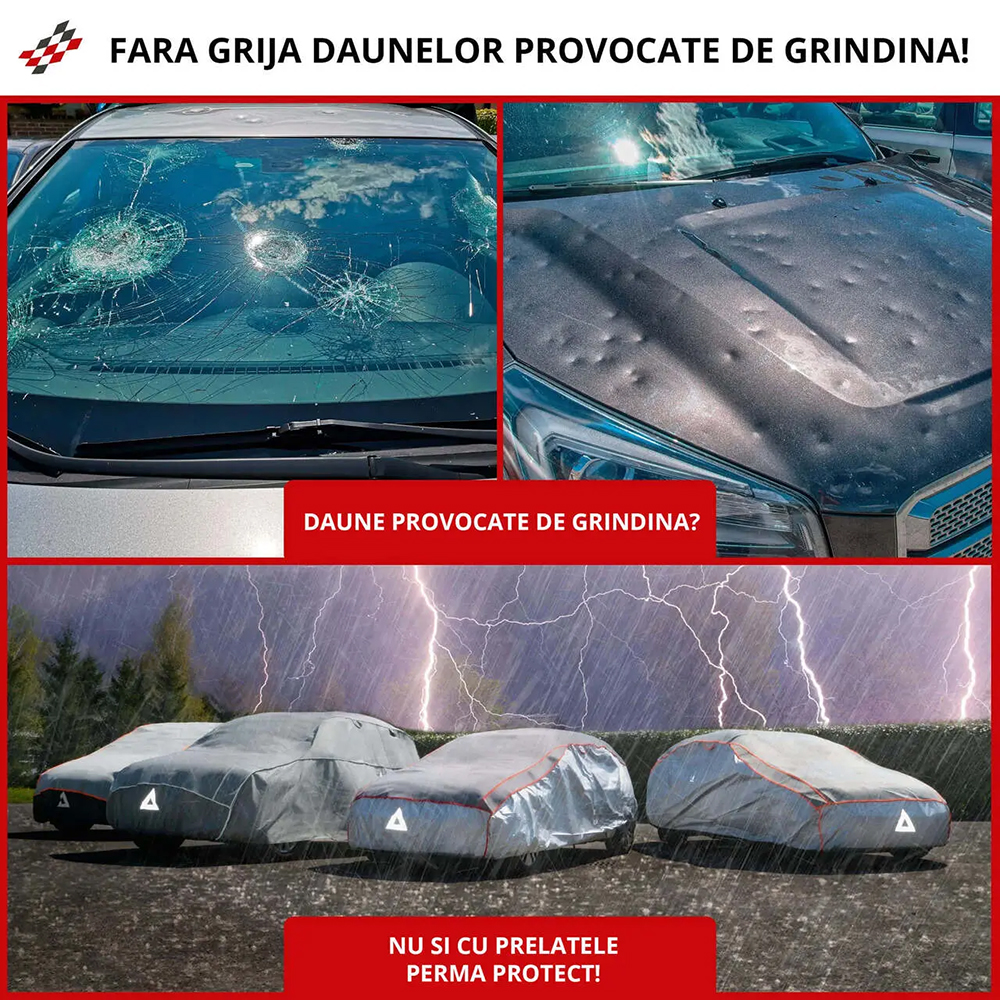 Prelata auto WALSER M SUV, 460 x 175 x 145 cm, antigrindina, argintiu-negru