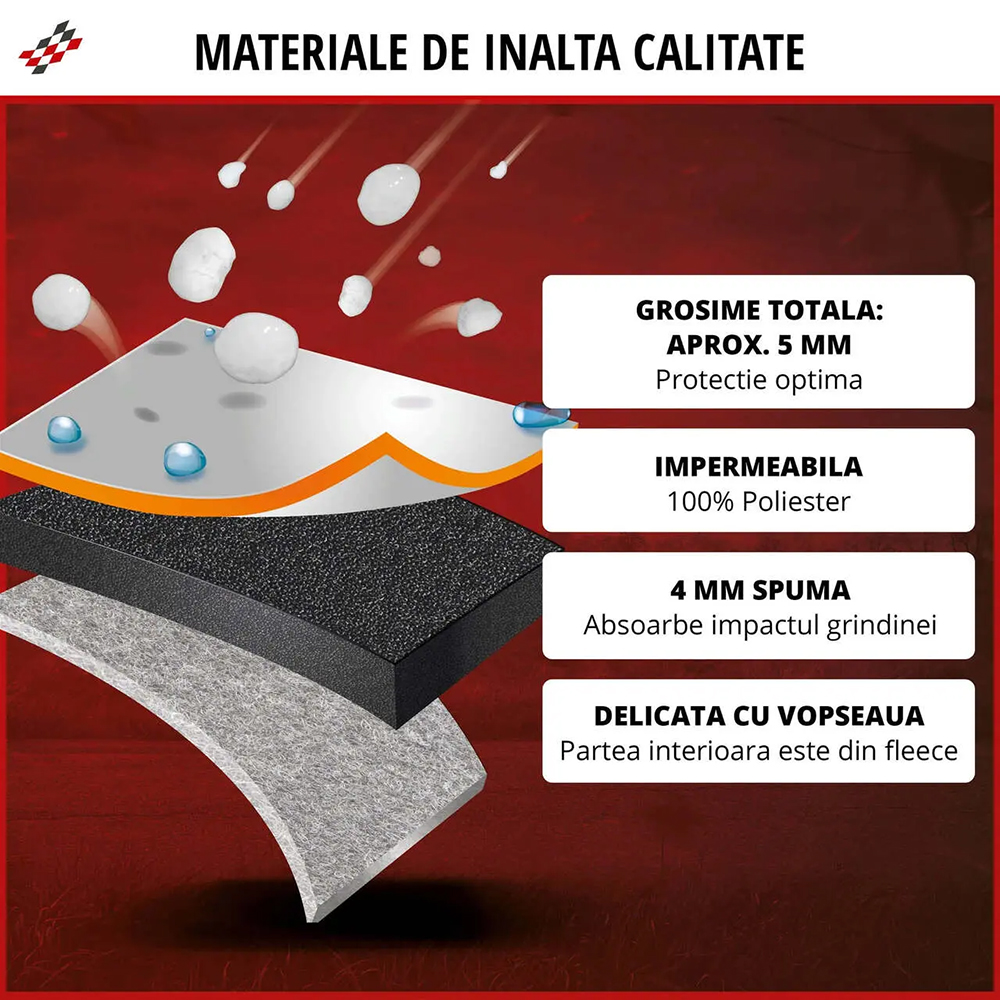 Prelata auto WALSER M SUV, 460 x 175 x 145 cm, antigrindina, argintiu-negru