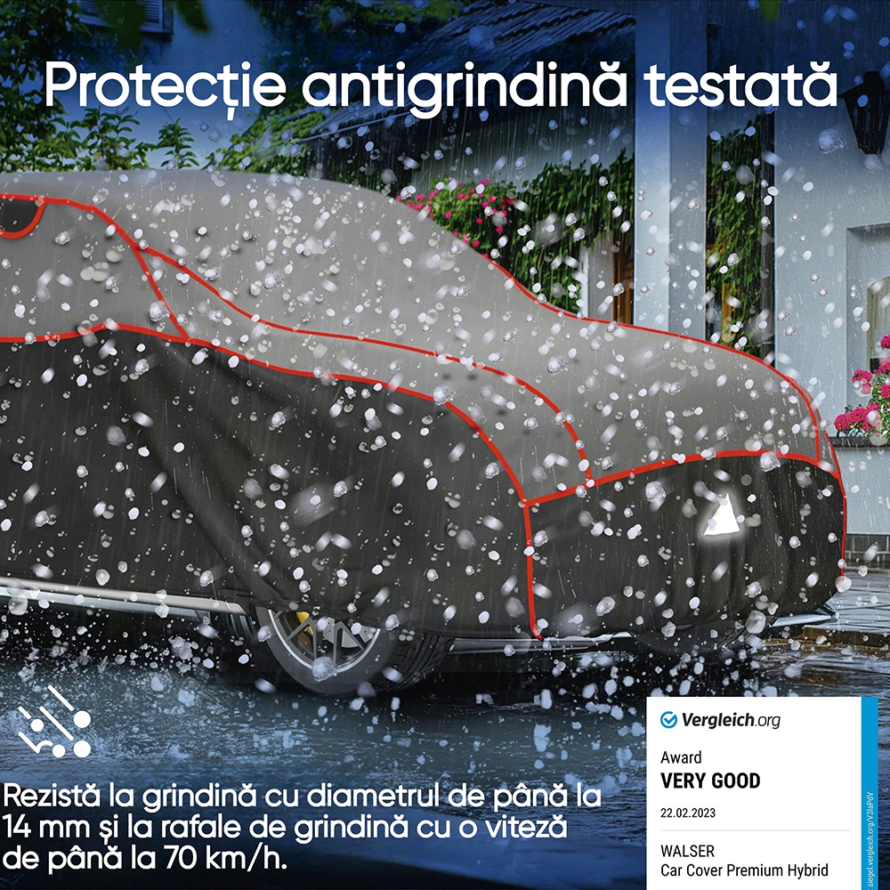 Prelata auto WALSER Premium Hybrid L, 490 x 185 x 1450 cm, gri