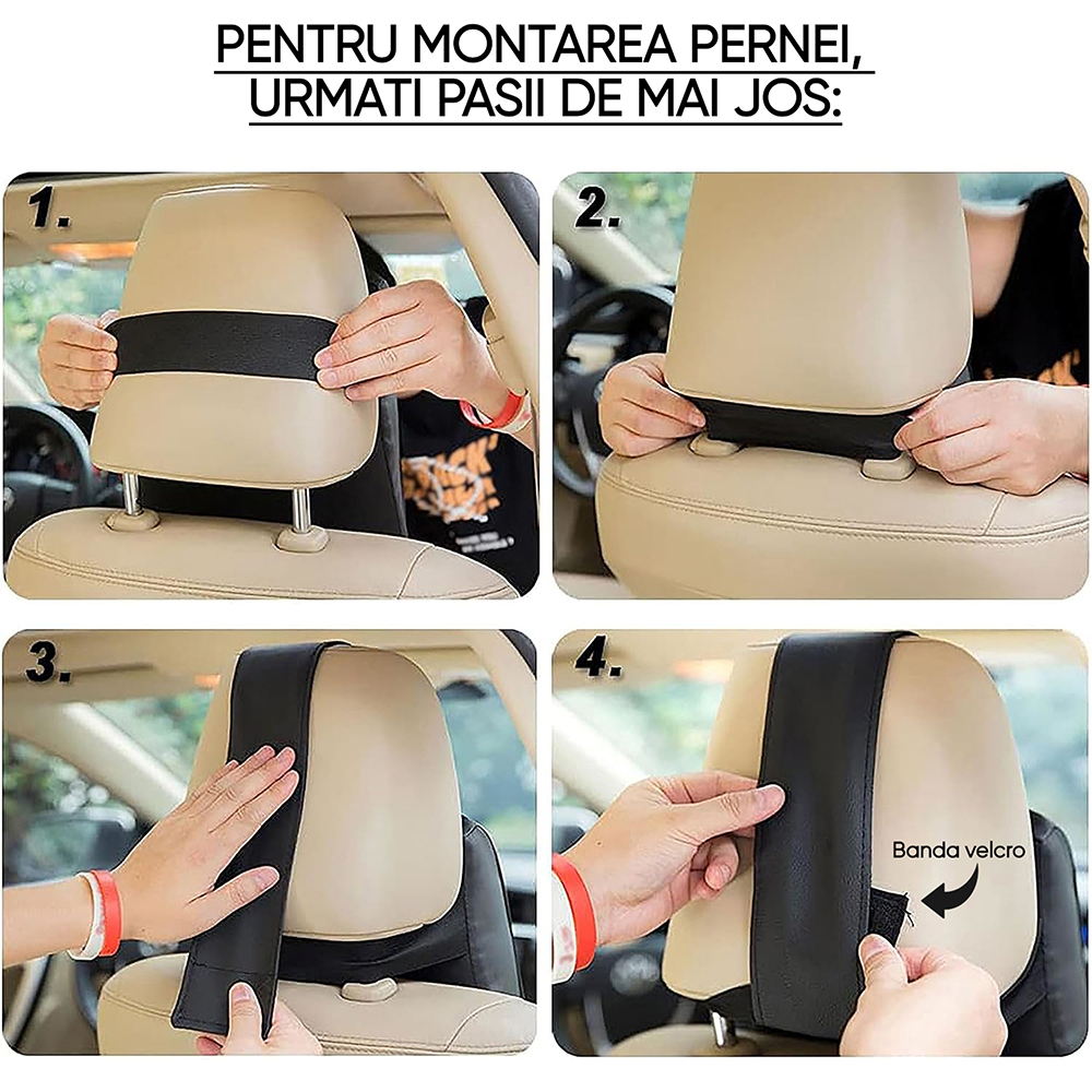Perna auto multifunctionala ROLL FAST 50061R, spuma memorie, negru