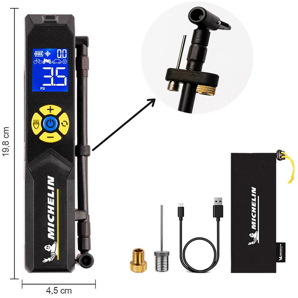 Compresor auto MICHELIN 50141, reincarcabil, 12V, 10.3 bar, negru