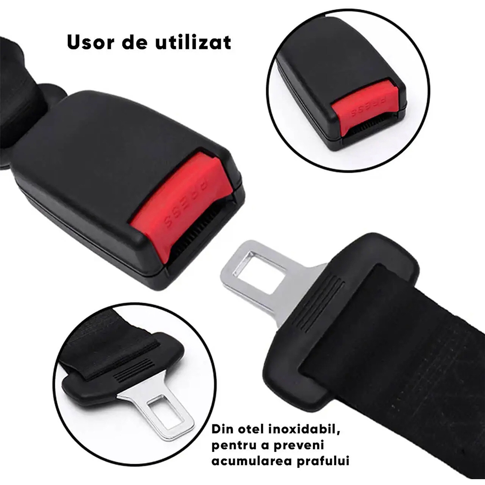 Extensie centura auto de siguranta ROLL FAST 51050R, prelungire 23cm, negru