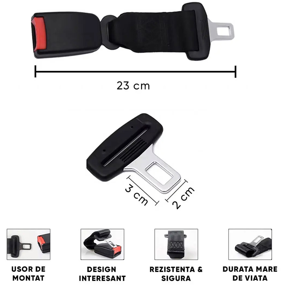 Extensie centura auto de siguranta ROLL FAST 51050R, prelungire 23cm, negru
