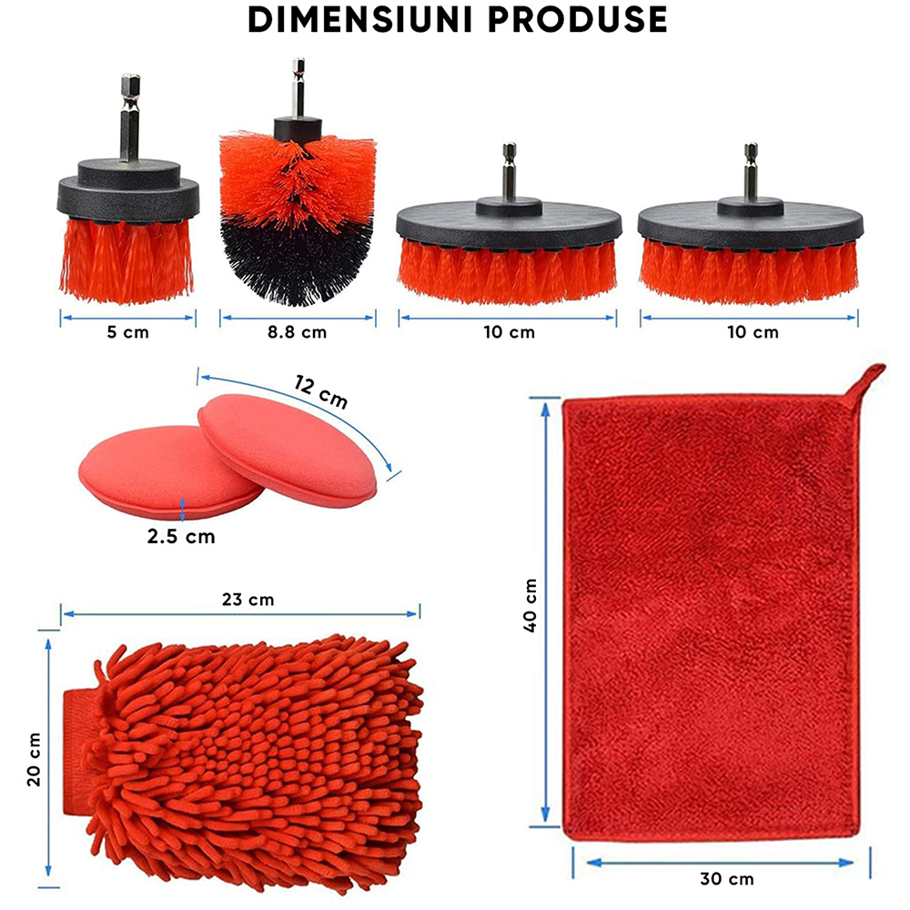 Kit curatare auto ROLL FAST 51220R, 20 piese, rosu-negru