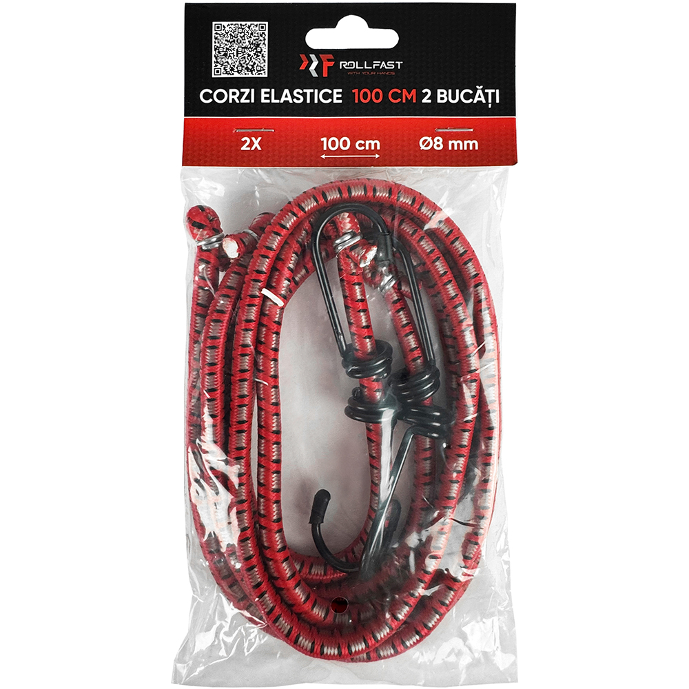 Set 2 corzi elastice ROLL FAST 5345R, 100cm, rosu