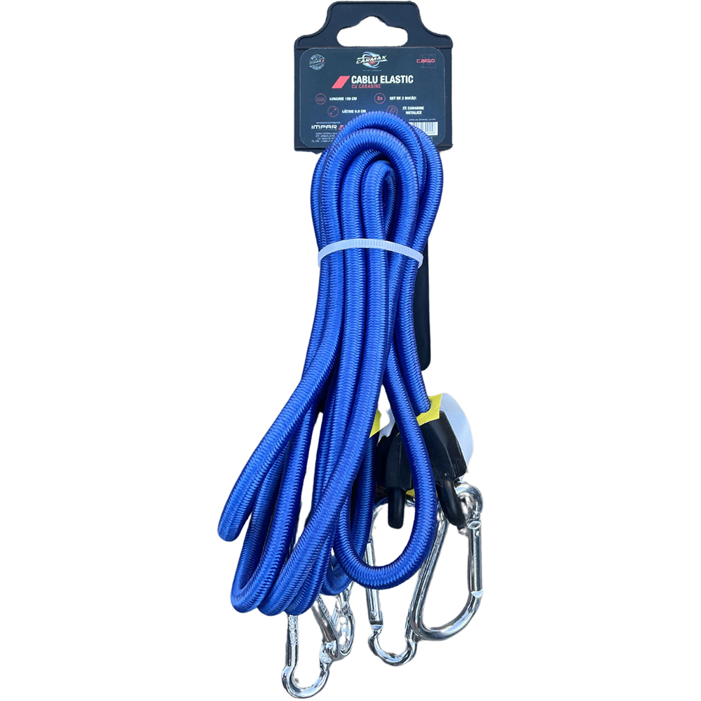 Chinga elastica CARMAX, 8mm x 150cm, 2 buc, albastru