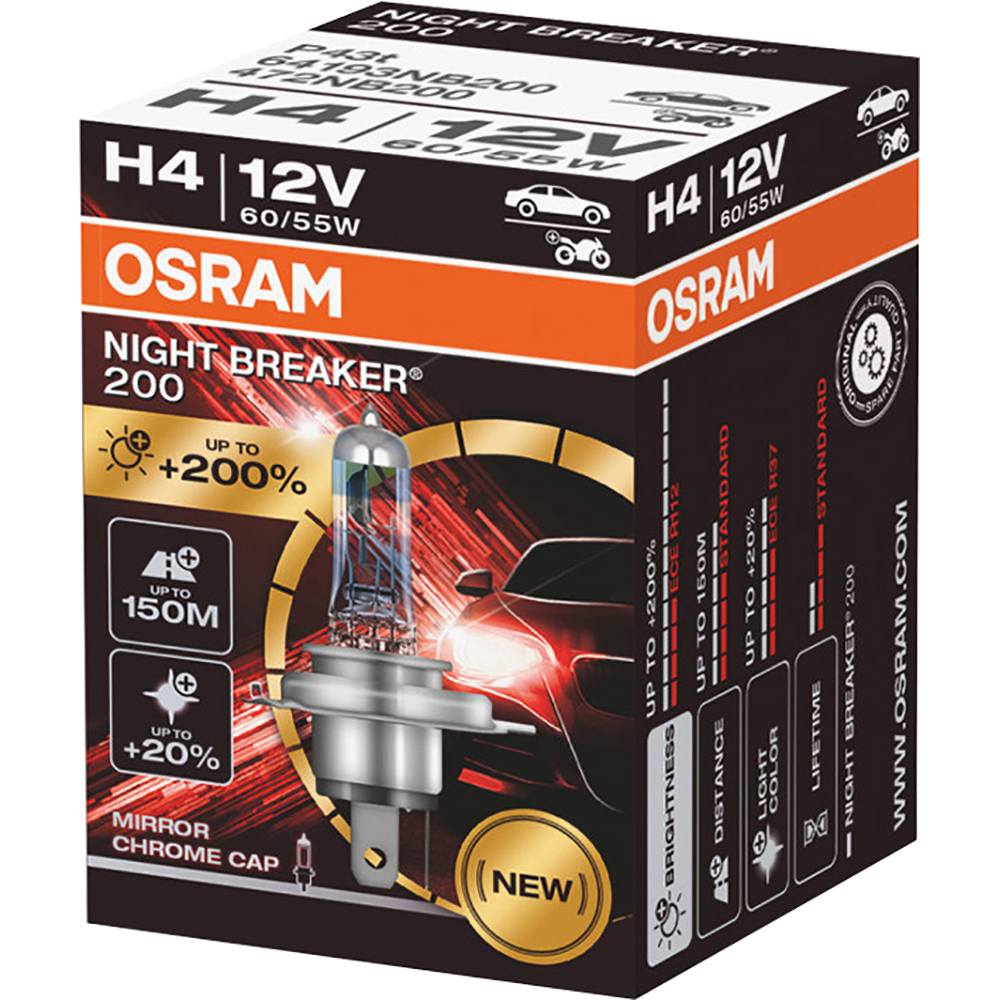 Bec auto Halogen OSRAM Night Breaker, H4, 60/55W, 1buc