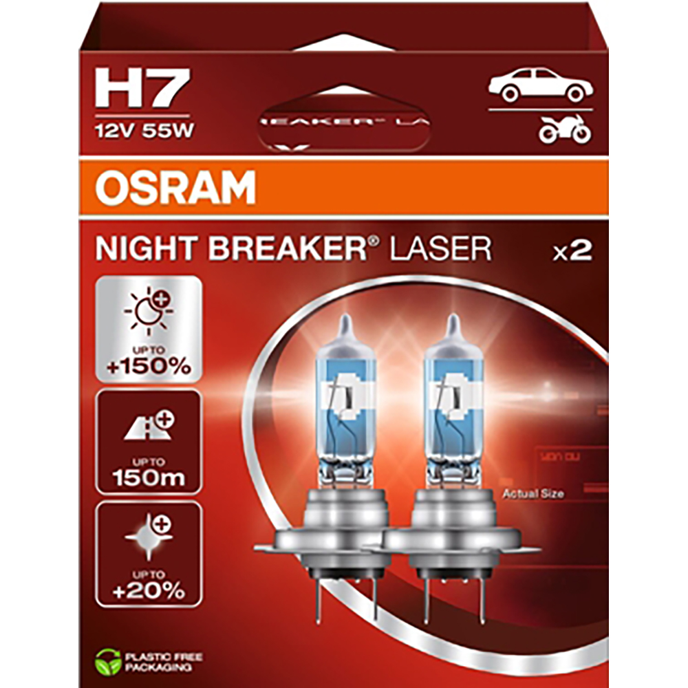 Bec auto OSRAM Night Breaker Laser, 55W, 12V, H7, 2buc
