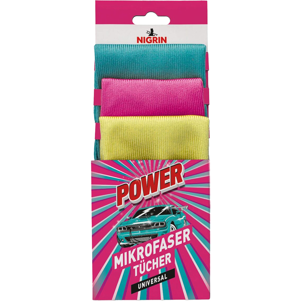 Lavete microfibra NIGRIN Power, 35 x 35cm, 3buc